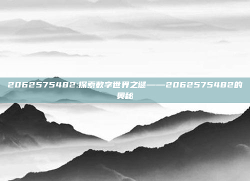 2062575482:探索数字世界之谜——2062575482的奥秘