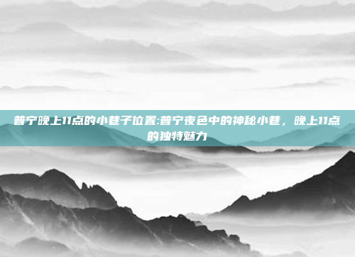 普宁晚上11点的小巷子位置:普宁夜色中的神秘小巷，晚上11点的独特魅力