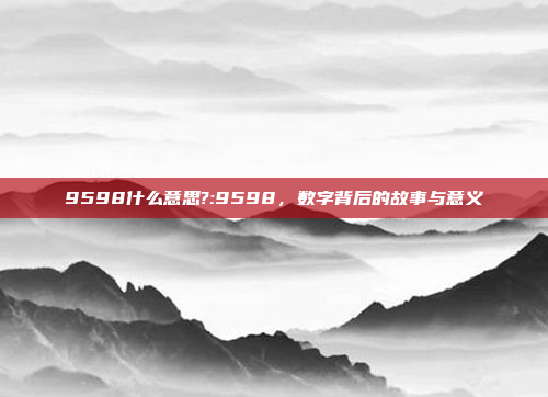 9598什么意思?:9598，数字背后的故事与意义