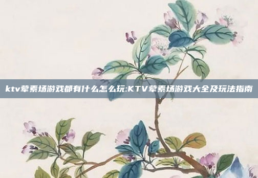 ktv荤素场游戏都有什么怎么玩:KTV荤素场游戏大全及玩法指南