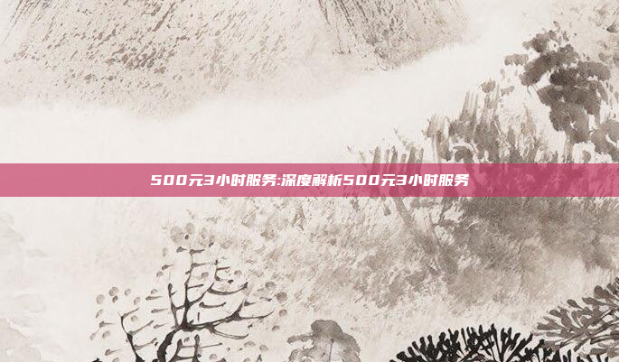 500元3小时服务:深度解析500元3小时服务