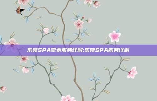 东莞SPA荤素服务详解:东莞SPA服务详解