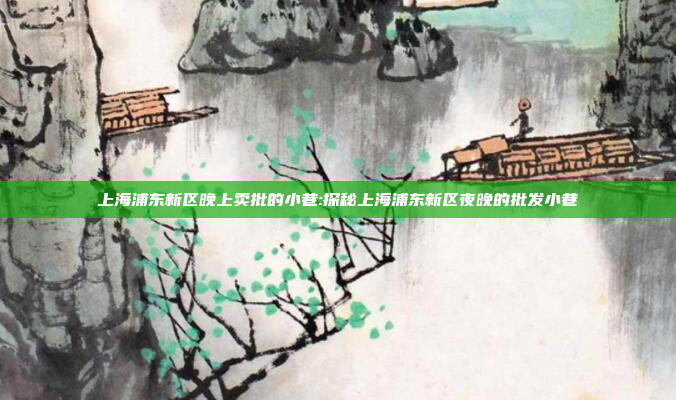 上海浦东新区晚上卖批的小巷:探秘上海浦东新区夜晚的批发小巷