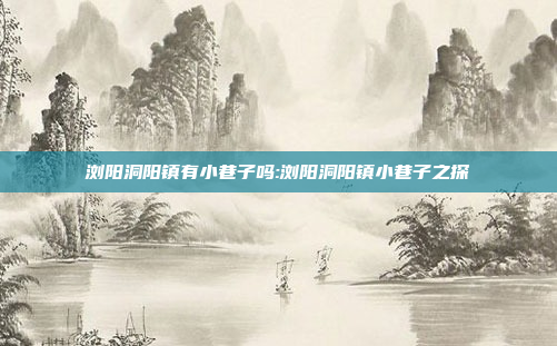 浏阳洞阳镇有小巷子吗:浏阳洞阳镇小巷子之探