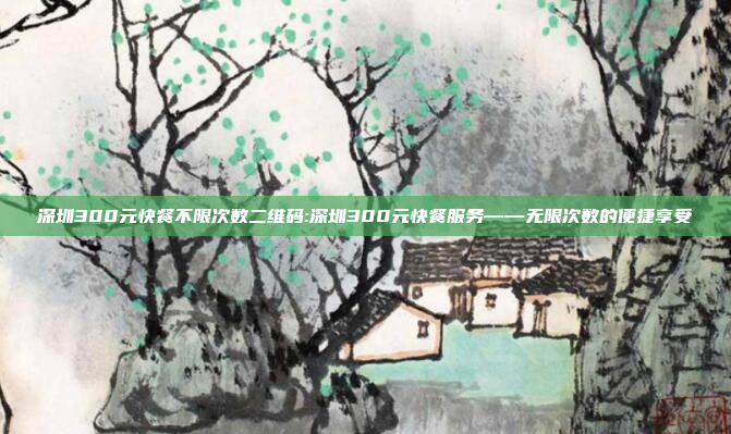 深圳300元快餐不限次数二维码:深圳300元快餐服务——无限次数的便捷享受