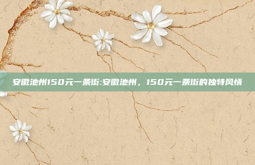 安徽池州150元一条街:安徽池州，150元一条街的独特风情