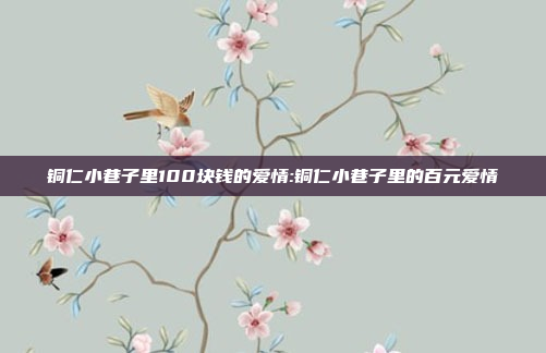 铜仁小巷子里100块钱的爱情:铜仁小巷子里的百元爱情