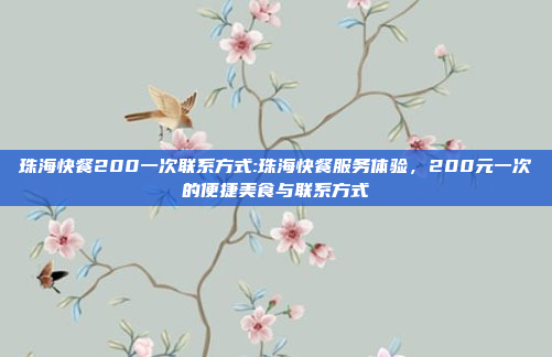 珠海快餐200一次联系方式:珠海快餐服务体验，200元一次的便捷美食与联系方式