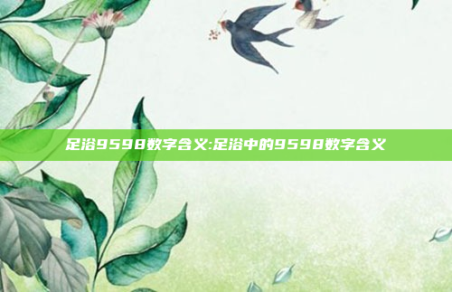 足浴9598数字含义:足浴中的9598数字含义