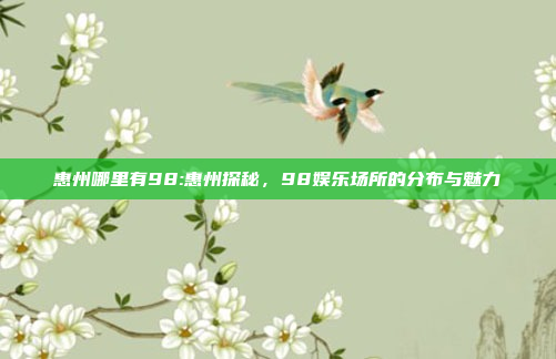 惠州哪里有98:惠州探秘，98娱乐场所的分布与魅力