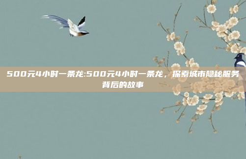 500元4小时一条龙:500元4小时一条龙，探索城市隐秘服务背后的故事